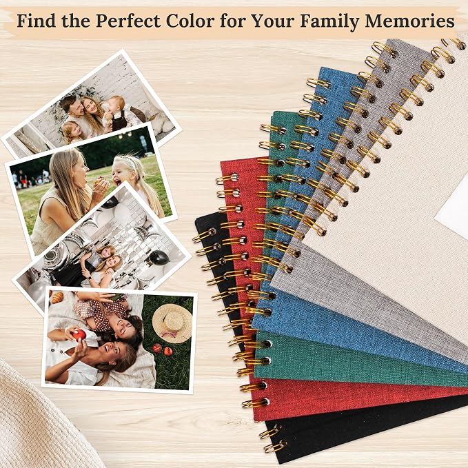 Scrapbook Photo Album Linen Cover, 8 x 8 Inch Hardcover Kraft White Pages Memory Book, for Travel Wedding Guest Book Christmas Baby Shower (20 Sheets/ 40 Pages,Darkgreen) | Green Hardcover Kraft White Pages Memory Book, for Travel Wedding Guest Book Ch...