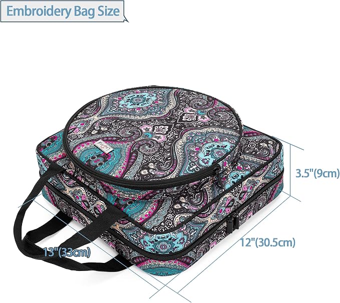 LoDrid Embroidery Project Bag, Square Supplies Storage Tote, Totem
