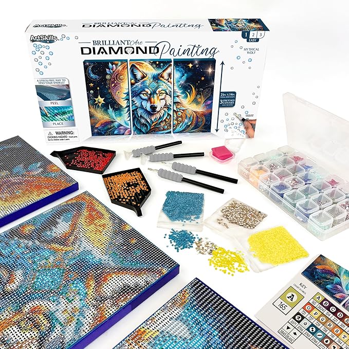 ArtSkills Diamond Painting Kit Framed Canvas Diamond Art - Wolf