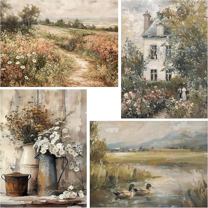 4 Pack Flowers Paint by Numbers Kit for Adults,Color By Numbers for Adults | Flowers and Plants Decor Painting by Number On Canvas, Paint Number Artist Funny Without Frame DIY, Home Wall Decor, 12x16in