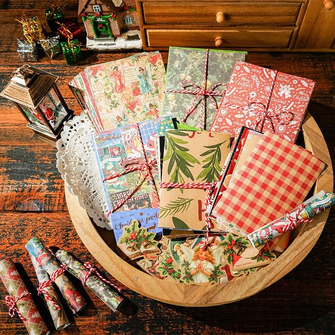 DOLEEYAE 287pcs Vintage Junk Journal Kit, Scrapbook Paper & Stickers