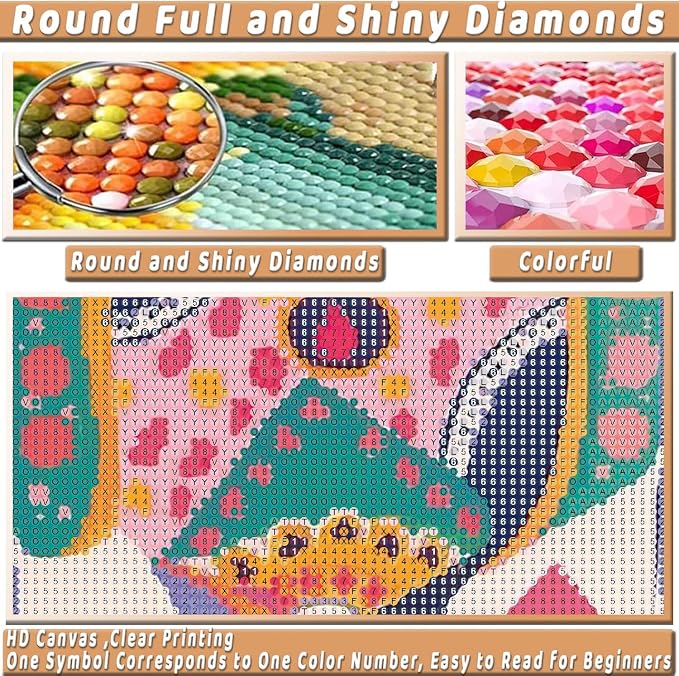 Pink Poker Diamond Art Kits for Adults Diamond Painting Kit for Beginner | 5D DIY Funny Cute Vintage Diamond Dots Full Drill Crafts for Gem Art Dot Art for Adults Home Wall Decor for Teens 12x16 in