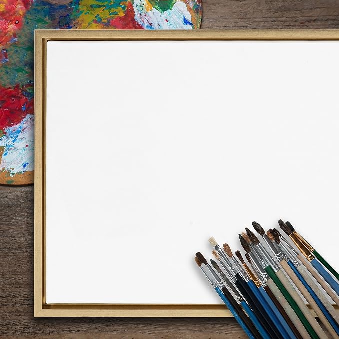 Kate and Laurel Sylvie Blank Framed Canvas Wall Art, 18x40 Bright Gold, Modern Empty Canvas for Paint-Your-Own Art, Premium Canvas Already Framed
