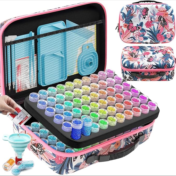 ARTDOT 120 Slots Storage Container for Diamond Art Kits for Adults,Portable Bead Storage Boxes for Diamond Painting Accessories and Tools
