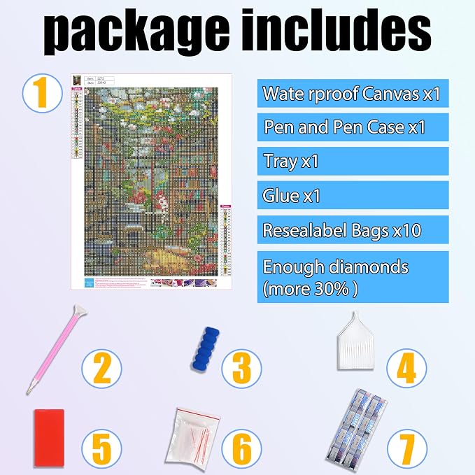 Ycydilirab 5D Diamond Painting for Adults Bookshlf- Diamond Art Kits for Adults Bookshlf, DIY Gem Painting for Gifts Home Wall Decor 12x16inch