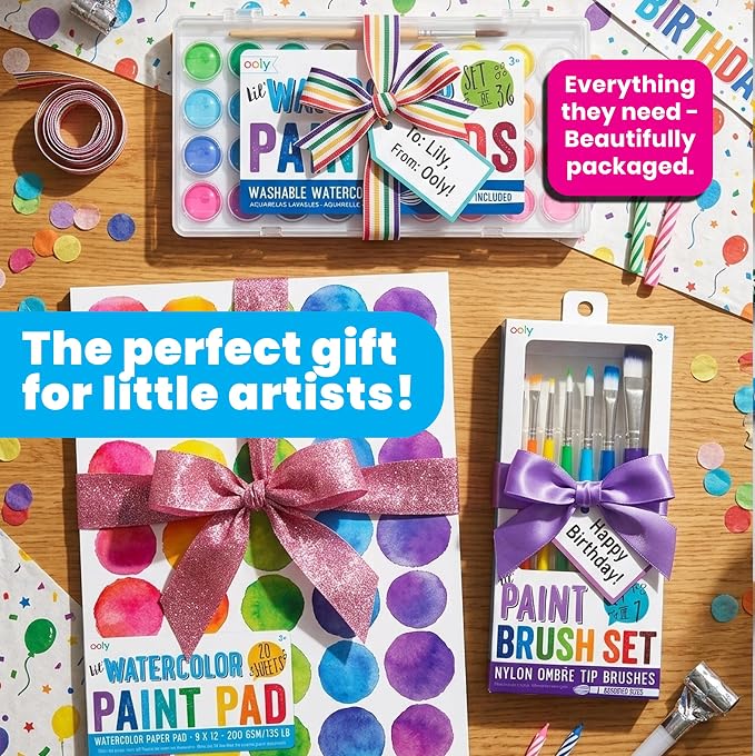 Ooly Chroma Blends Neon Watercolor Paint Set | Ages 6+, Bright Neon Colors in a Portable Case, Brush Included, Watercolor Art Supplies for Creative Kids and Adults