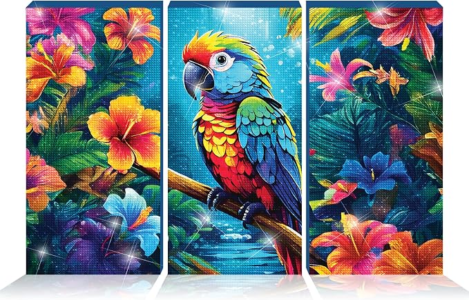 ArtSkills Diamond Painting Kit Framed Canvas Diamond Art - Parrots