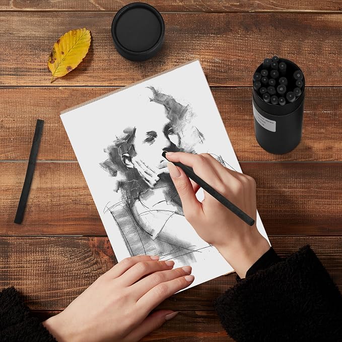 MyLifeUNIT Vine Charcoal Sticks, Willow Sketch Charcoal Pencils for Drawing, Pack of 25 (7-9 MM Dia)
