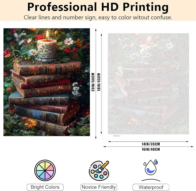 Ycydilirab Paint by Numbers Kits for Adults-Books Paint by Number Adult,Paint by Number Kits on Canvas,Number Painting for Adults,for Home Wall Decoration and Gifts 16X20 inch