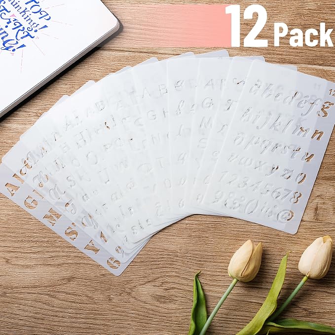 Mr. Pen- Letter Stencils, 4x7 Inch, 12 Pack
