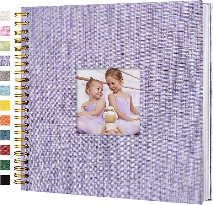 12"x12" Scrapbook Photo Album Linen Cover 40 Sheets 80 Pages White Paper | Pueple Hardcover Kraft White Pages Memory Book, for Travel Wedding Guest Book Christmas Baby Shower Fits 4x6 & Instant Photos