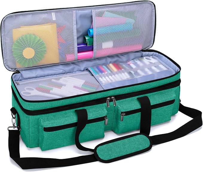 LUXJA Double-layer Bag for Cricut Explore Air (Air2) and Maker, Dark Green