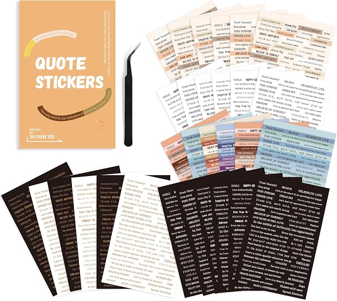 Bomichi Scrapbook Supplies, 40 Sheets 2370 Pcs Word Quote Stickers Scrapbooking Supplies, Junk Journal Supplies for Scrapbook Junk Journal Bullet Journal DIY Craft Card Making