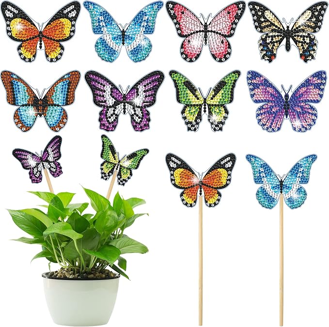 Vcekract 8Pcs Butterfly Diamond Art Kits for Adults, DIY Garden Decor