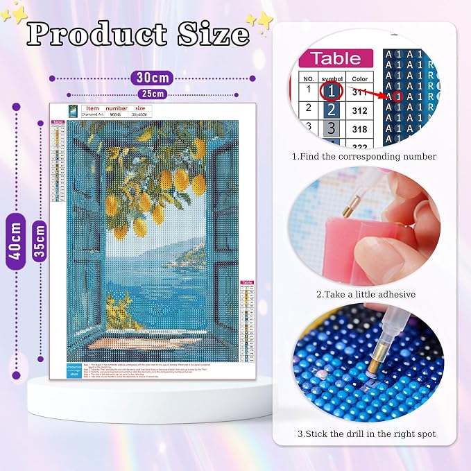 Amaieuin 2 Pack Lemon Landscape Diamond Art for Adults Beginners 12x16in