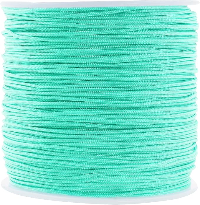 Mandala Crafts 1mm Teal Rattail Nylon Satin Cord for Jewelry Making