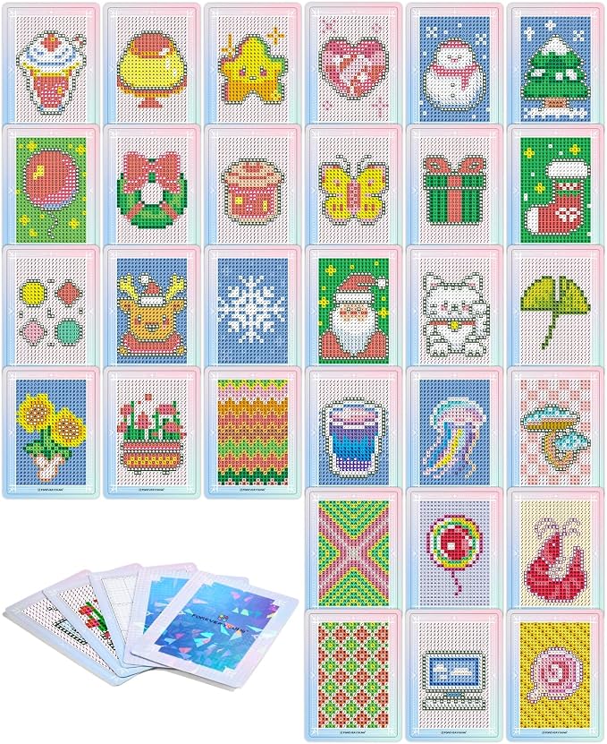 ForeverYoung Freestyle Mini Diamond Art Cards, Design B – Square, No Drills