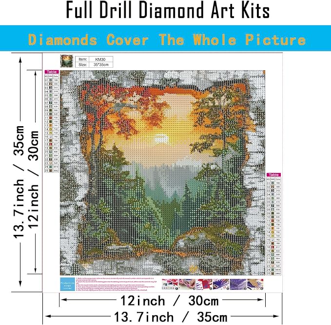 5D Forest Landscape Diamond Art kits for Adults Beginners 13.7x 13.7 Inch | Diamond Painting Kit DIY Full Round Drill Paint by Diamonds Dot Gem Art for Adult, Home Wall Decor