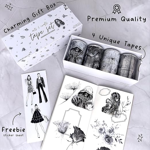 Pet Tape Stickers for Journaling - 4 Journaling Tapes for Junk Journals