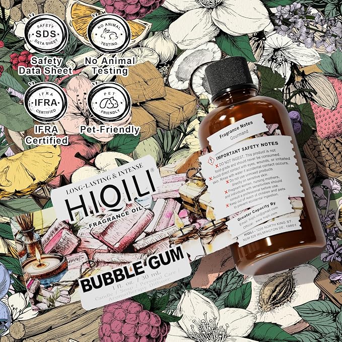 HIQILI Bubble Gum Fragrance Oil for Soap Making & Home Diffsuer - 1FL Oz