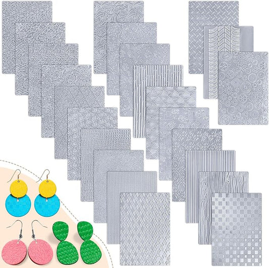 XunYee 23 Pcs Polymer Clay Texture Sheets for Earrings Jewelry Making 17 x 25 Boho Clay Fondant Texture Mats for Pottery Earrings Jewelry Making DIY Crafts