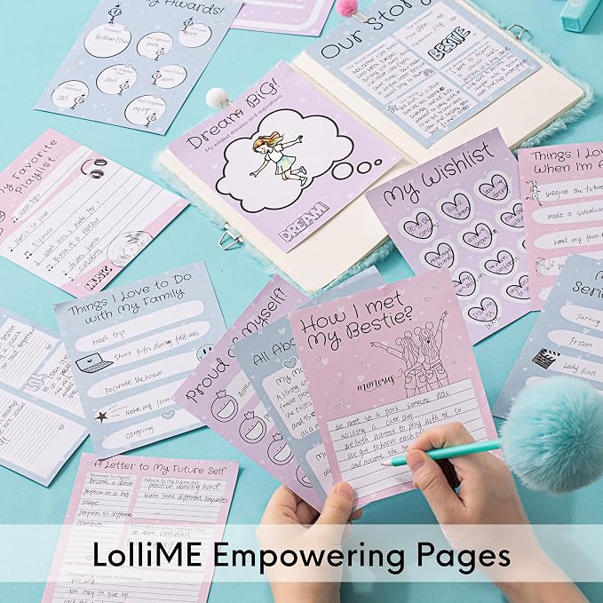 HAPPY LOLLI Mint LolliME DIY Journal Kit for Tween & Teen Girls Ages 8–14, Birthday Gift, 300+ Pieces Lockable Diary Set, Arts & Crafts, Scrapbook & Creative Journaling