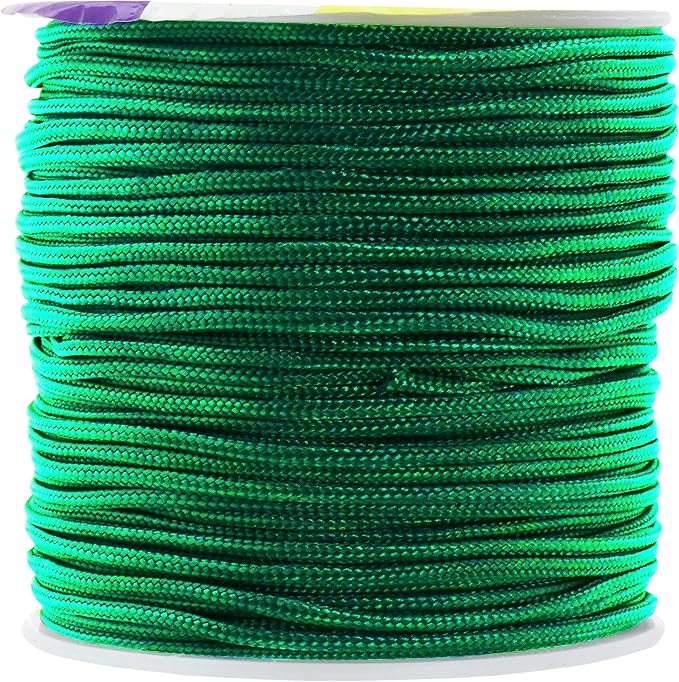 Mandala Crafts 1.5mm Dark Green Rattail Nylon Satin Cord for Jewelry Making