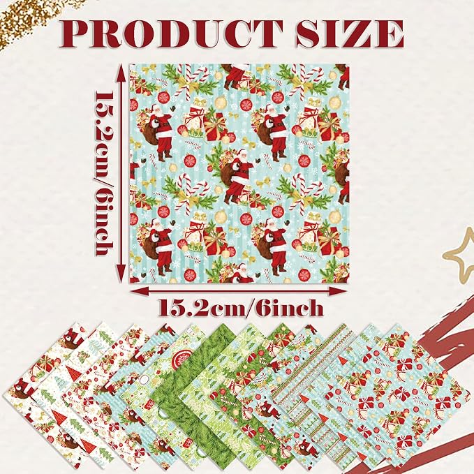 Christmas Pattern Scrapbook Paper, 6 Inch Card Production Supplies, 24 Sheets Single Sided Acid-Free Cardstock Greeting Card, Handmade Gift Journaling Craft Kits (J-style)