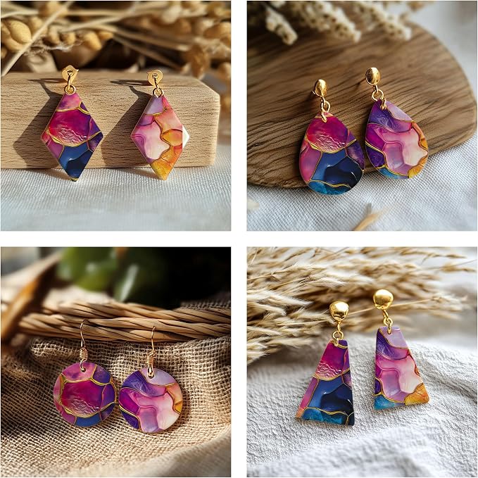 GOTO CLAY TOOLS Colorful Stained Glass Clay Transfer Paper – 6 Pcs, Transfer Paper for Polymer Clay, Stained Glass Pattern Polymer Clay Transfer Sheet for Jewelry Making