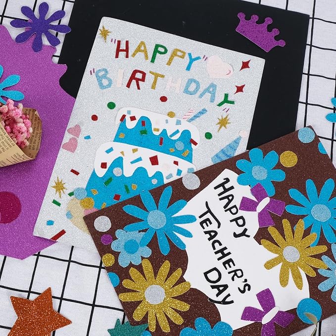 TORC Glitter Cardstock Paper 44 Sheets 22 Colors A4 250GSM, Sparkle Craft Paper for Cricut Card Making Scrapbooking Invitations Party Decorations, Non-Shedding Glitter Sheets