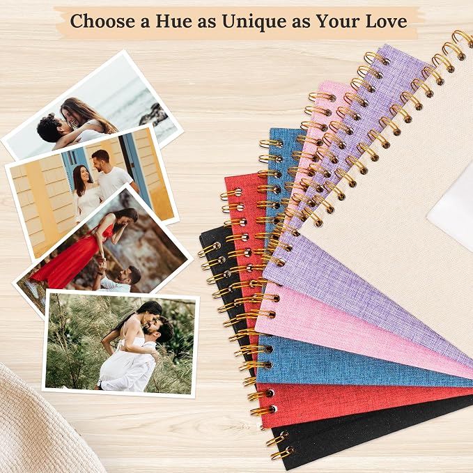 8"x8" Scrapbook Photo Album Linen Cover 20 Sheets 40 Pages White Paper | Purple Hardcover Kraft White Pages Memory Book, for Travel Wedding Guest Book Christmas Baby Shower Fits 4x6 & Instant Photos