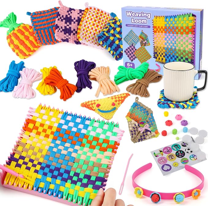 Weaving Loom Kit for Kids - DIY Potholder Craft Loops Set Girls Age 6-12