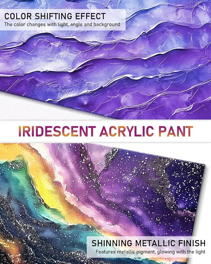 Nicpro Iridescent Pink Acrylic Paint, 8.45oz Large Pink Metallic Paint | Color Shifting Glitter Craft Paint, Non-Toxic Art Painting Supplies, for Canvas Rocks Wood Glass Ceramic Fabric