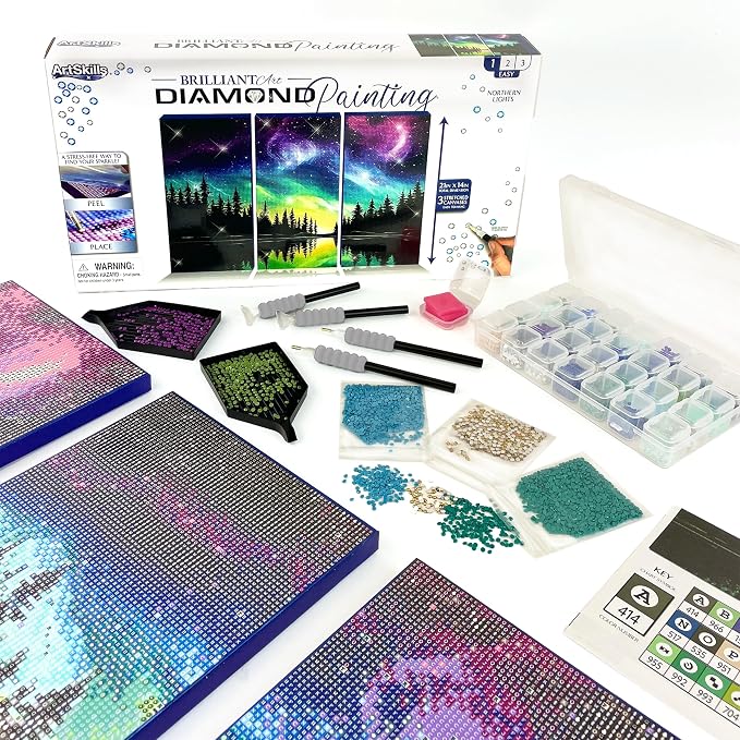ArtSkills Diamond Painting Kit Framed Canvas Diamond Art - Northern Lights