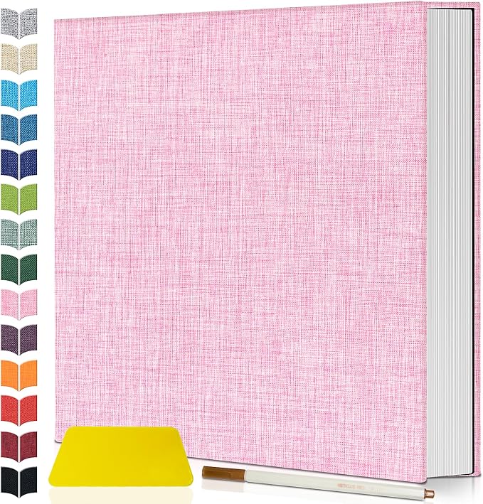 Artfeel Photo Album Self Adhesive Scrapbook,Large Photo Book for 4x6,5x7,8x10 Pictures,DIY Album for Baby Wedding Family Travel Birthday,with Metallic Pen and Scraper