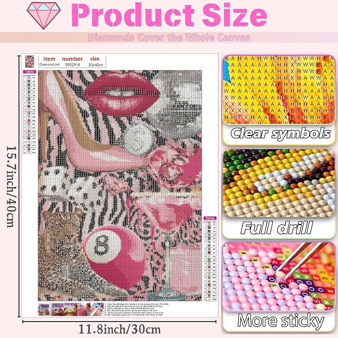 Pink Girly Diamond Art Kits for Adults Diamond Painting Kit for Adult
