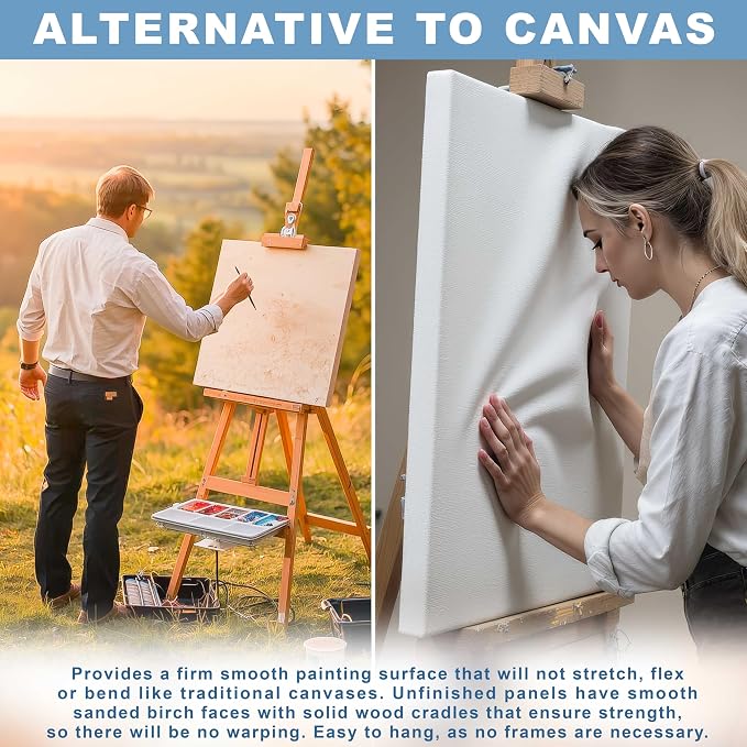 U.S. Art Supply 4" x 6" Unfinished Cradled Wood Panels for Painting