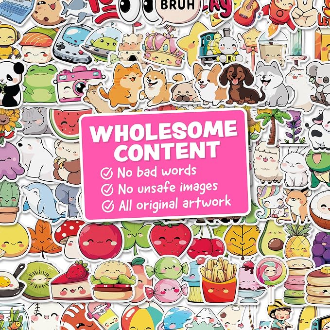 Cute Stickers for Kids Classroom Decor - 108pc Kawaii Water Bottle Stickers for Teens - Waterproof Vinyl Teacher Reward Stickers for Water Bottles - Back to School Supplies - Classroom Must Haves