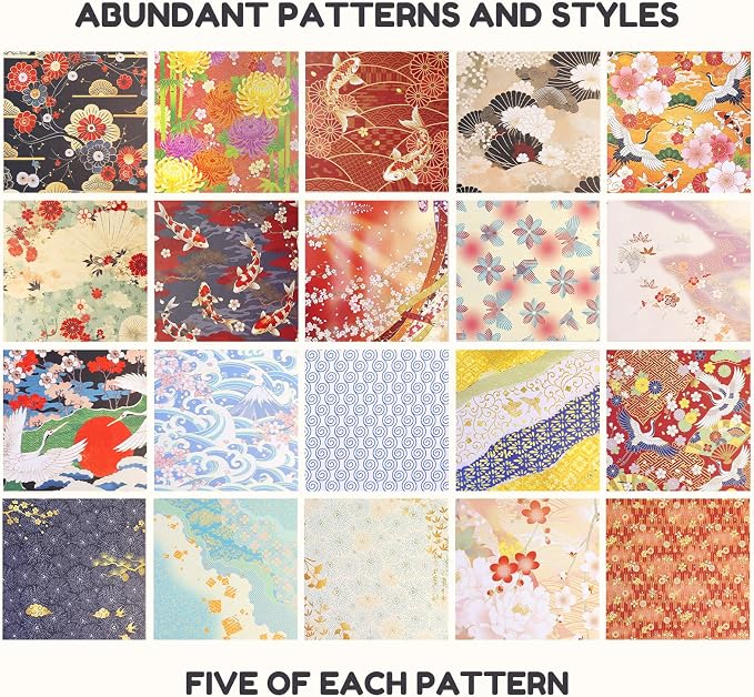 JoyCat Japanese-Style Patterned Origami Paper, 50 Sheets, 6x6 Inch | Double-sided Japanese-style patterns add classic decorative detail to origami, cards, scrapbooking and paper crafts.