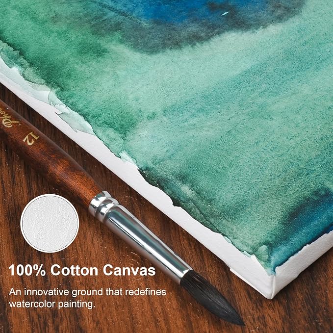 PHOENIX Professional Stretched Watercolor Canvas - 8x10 Inch/4 Pack, 100% Cotton Water Color Canvases for Painting, 8 Oz. / 260g White Blank Medium Texture Canvas for Water Based Paints