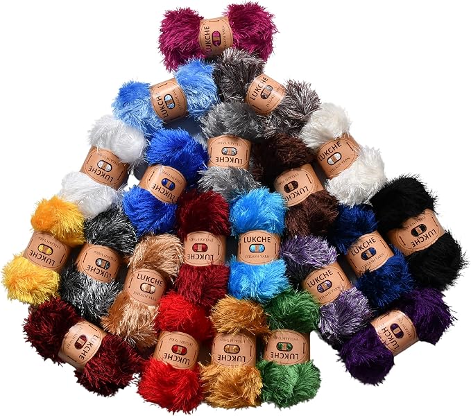 Eyelash Fun Fur Yarn Premium 100% Polyester 164 Yds (150 Mt), 3.53 Oz (100 Gr) Colorful Crochet Yarn Dıy Hand Knitting. (Yellow, 1 Skein)