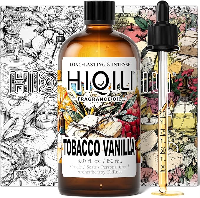 HIQILI Tobacco Vanilla Fragrance Oil for Diffuser, Inspired by T-F.rd Toba-Vanilla, DIY Soap, Candle, Perfume Making, Long Lasting Rich & Spicy Scents - 5.07 Fl Oz (Pack of 1)