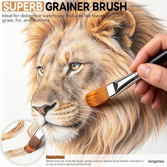 6 Pcs Dual-Layer Filbert Watercolor Brushes, Grainer Paint Brush Comb Set | 6Pcs, Drawer Gift Box Included, Professional Synthetic Bristles, Filbert Watercolor Brushes for Adults in Acrylic, Watercolor