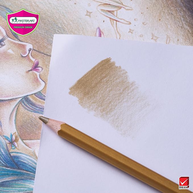 MASTERART Metallic Colored Pencils 12 Colors for Kids and Adults Coloring
