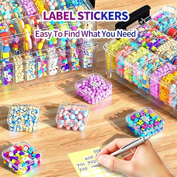 3-Tier Large Capacity Stackable Bead Organizer Box 90 Pcs, Portable Plastic Craft Storage Containers for Jewelry Making, Bracelets, DIY, Nail Art Charms