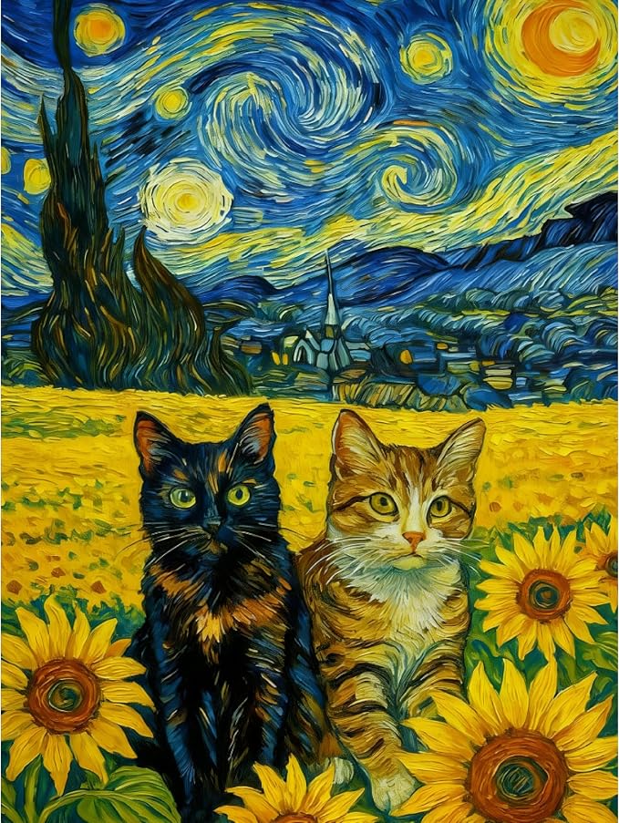 askkqtx Cat Diamond Art Kits for Adults 12x16 Inch