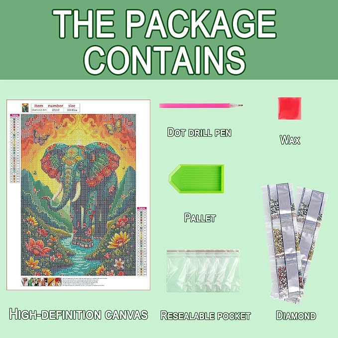 Leatrice 5D Elephant Diamond Painting Kits for Adults 11.8x15.7 Inches