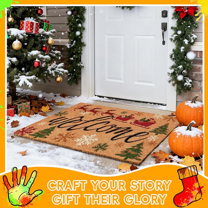 6 Pack Blank DIY Door Mats for Crafting and Painting, 30 x 17 in | Blank Faux Coir-Style Surface, 0.4 In Low Profile, Non-Slip Backing, For Painting, Stenciling, Heat Transfer and Group Crafts