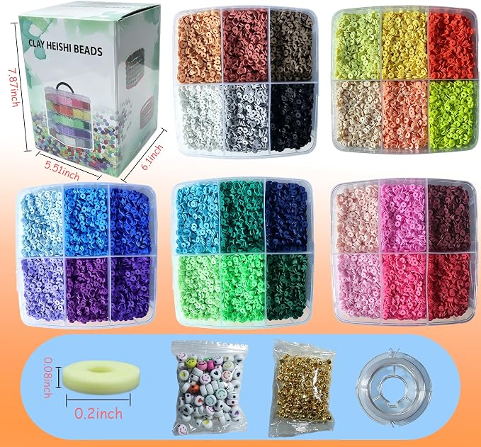 YMSDZHL 45000PCS 30Color Polymer Clay Beads Friendship Bracelet Making Kit
