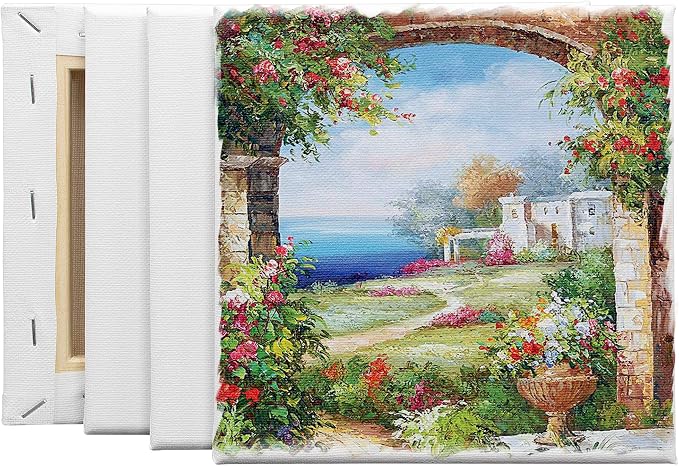 FIXSMITH Stretched Canvas for Painting - 6x6 White Canvas Bulk Pack of 12,Primed,100% Cotton,5/8 Inch Profile of Super Value Pack for Acrylics,Oils & Other Painting Media.